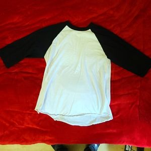SHAKA CURVED HEM BASEBALL TEE WHITE BLACK LARGE